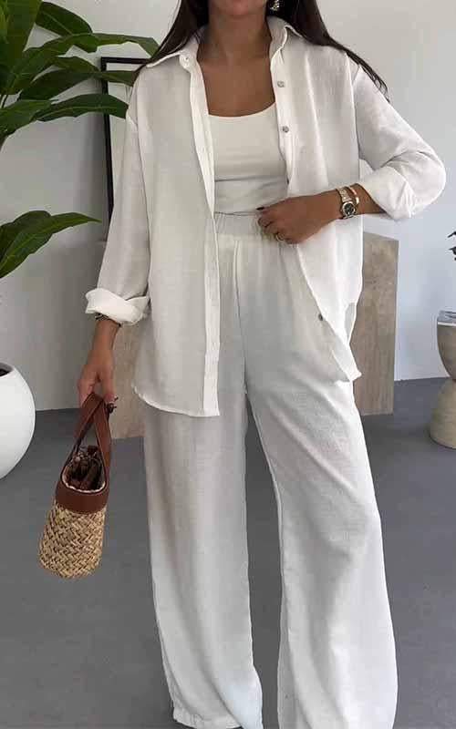 Elegante completo due pezzi in tinta unita