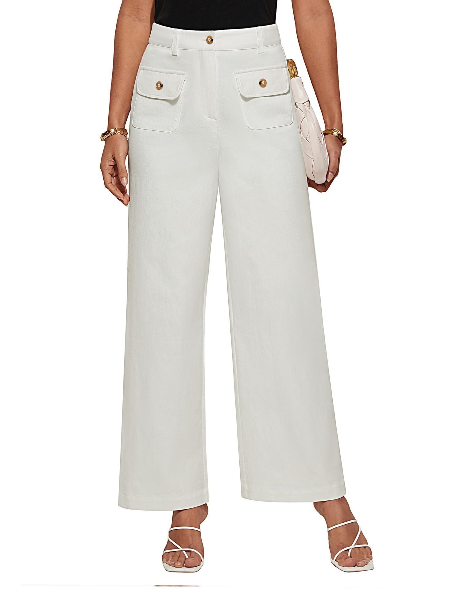 Pantaloni larghi a vita alta  casual elasticizzati