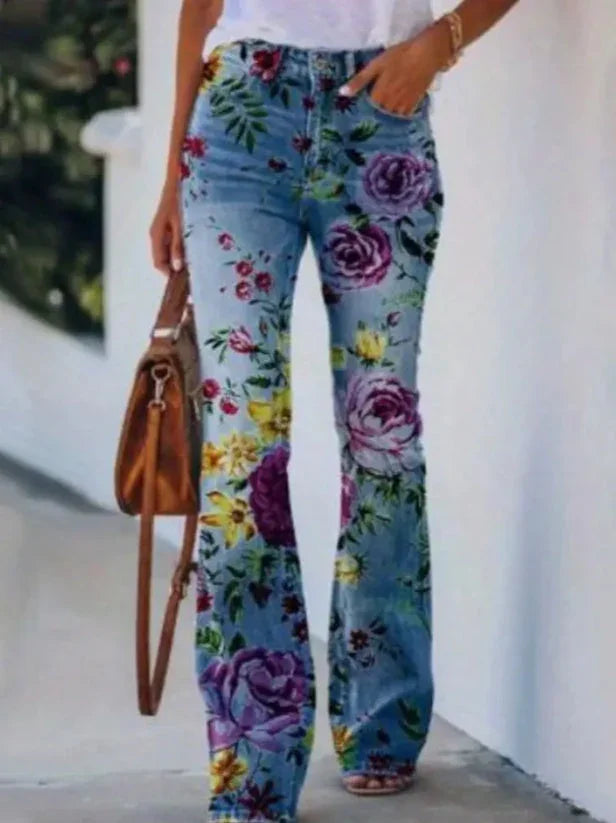 Women's Printed Polyester Jeans - VAleG