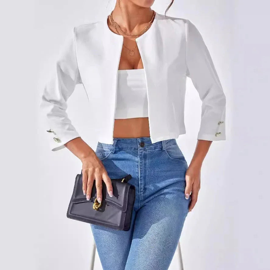 Solid Color Slit Bomber Jacket - VAleG