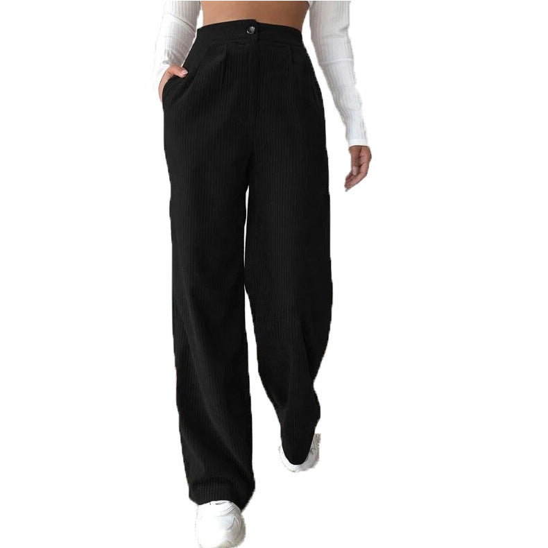 Pantaloni larghi in velluto a coste in tinta unita