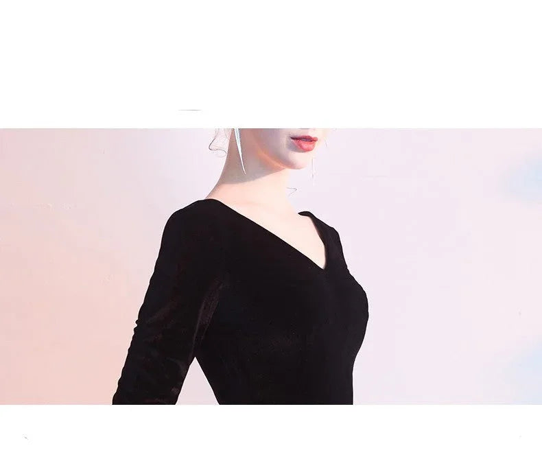 Black Evening Dress Women Noble Elegant And Slim - VAleG