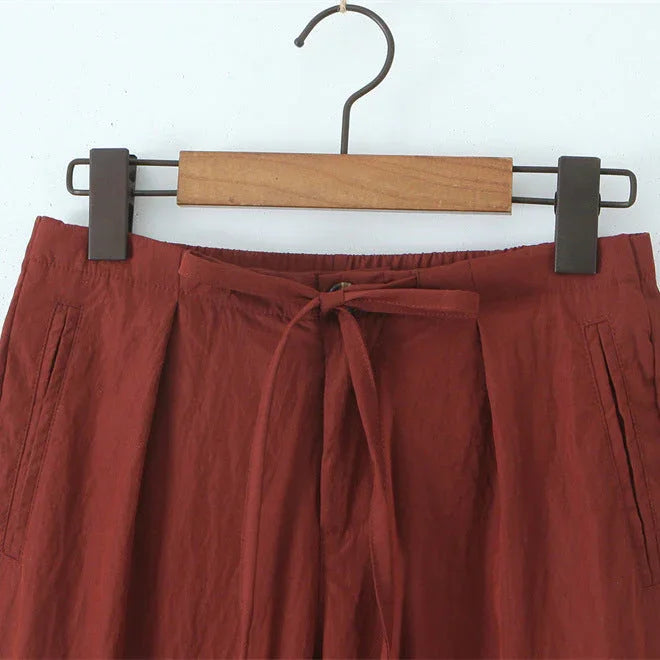 Spring And Summer Double-layer Gauze Home Pants Cotton Japanese Loose Casual Trousers - VAleG