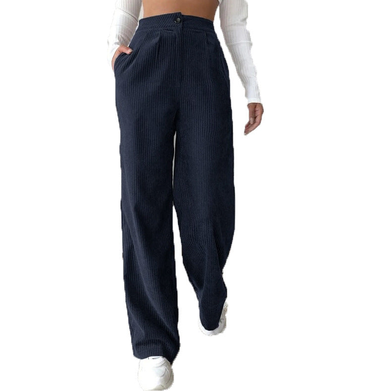 Pantaloni larghi in velluto a coste in tinta unita