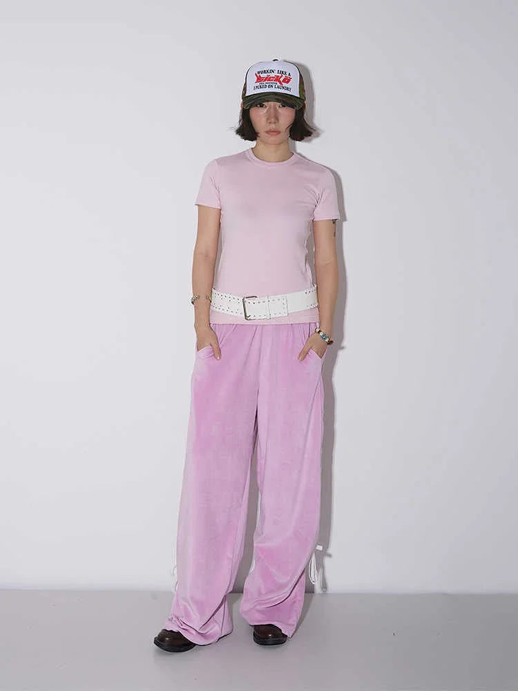 Velvet Wide-leg Pants Women's High Waist Loose Drooping Straight-leg Pants - VAleG