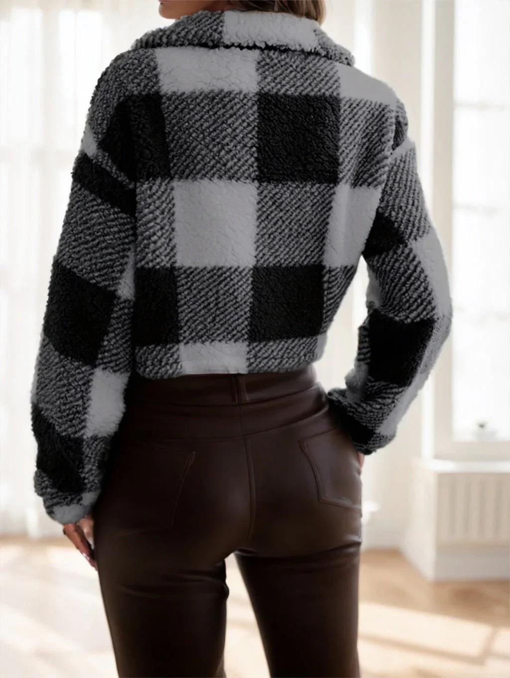 Plaid Pattern Teddy Jacket - VAleG