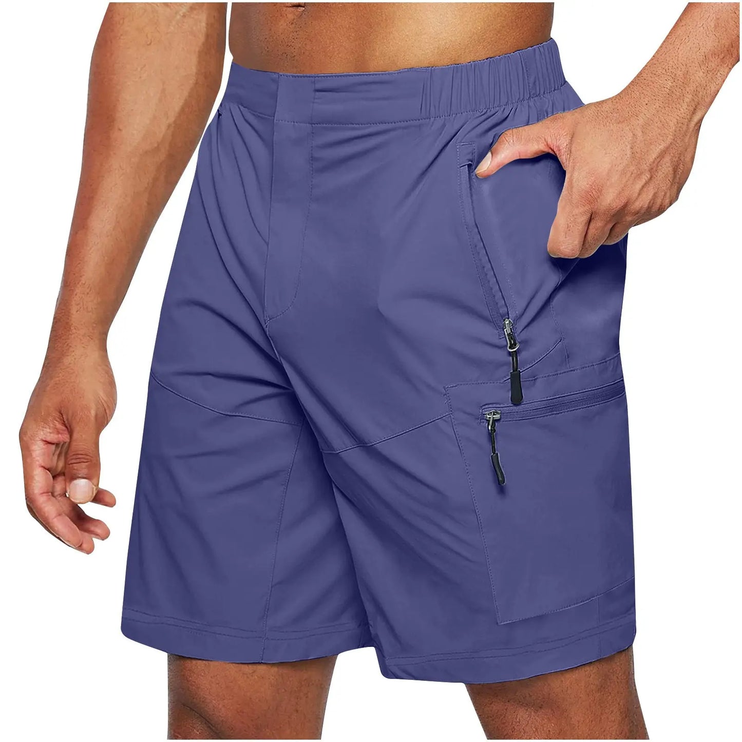 Pantaloncini estivi casual da uomo con elastico in vita, vestibilità comoda, alla moda, lunghi fino al ginocchio, a gamba dritta VAleG