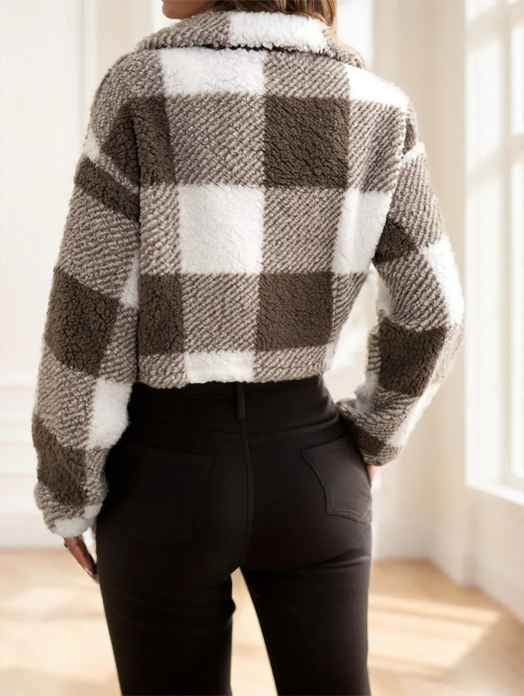 Plaid Pattern Teddy Jacket - VAleG