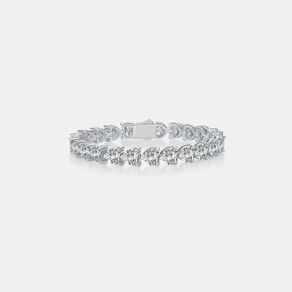 24 Carat Moissanite 925 Sterling Silver Heart Bracelet - VAleG
