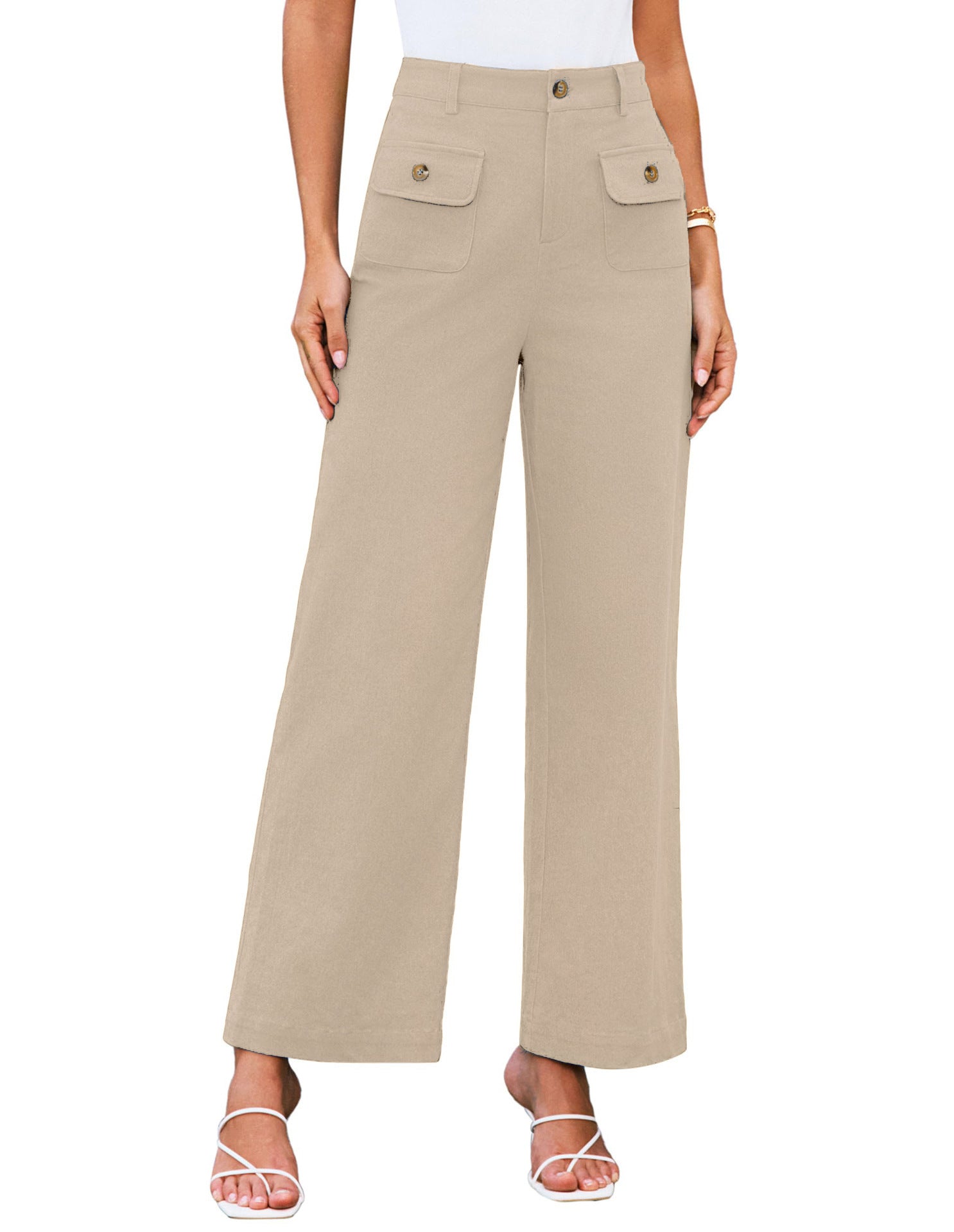 Pantaloni larghi a vita alta  casual elasticizzati