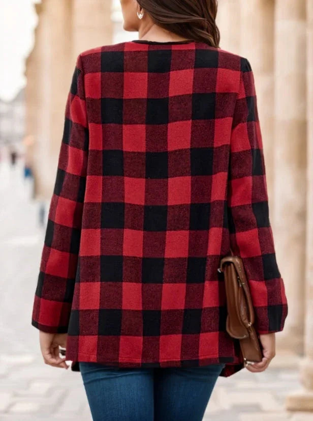 Women'S Plaid Trench Coat - VAleG