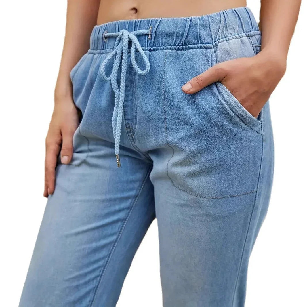 Elastic Waistband Jeans For Women - VAleG