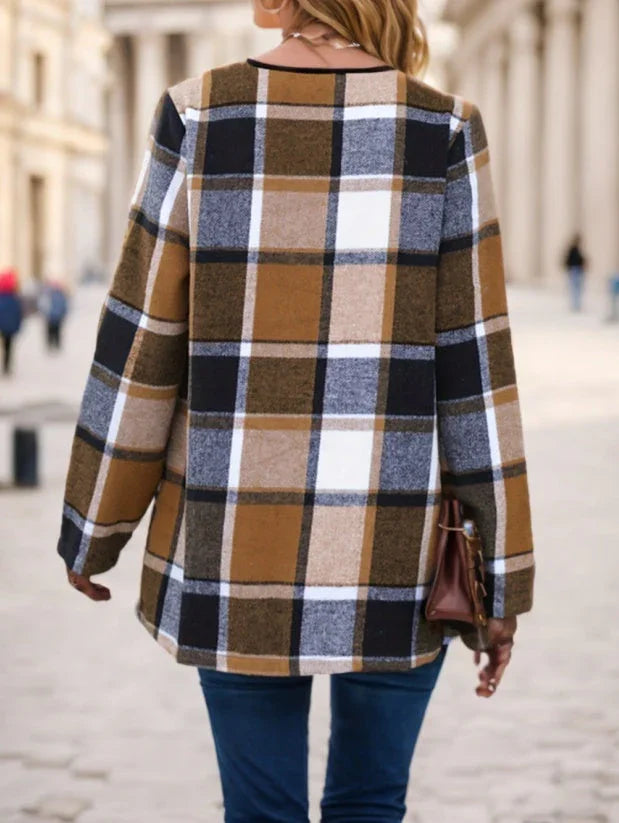Women'S Plaid Trench Coat - VAleG