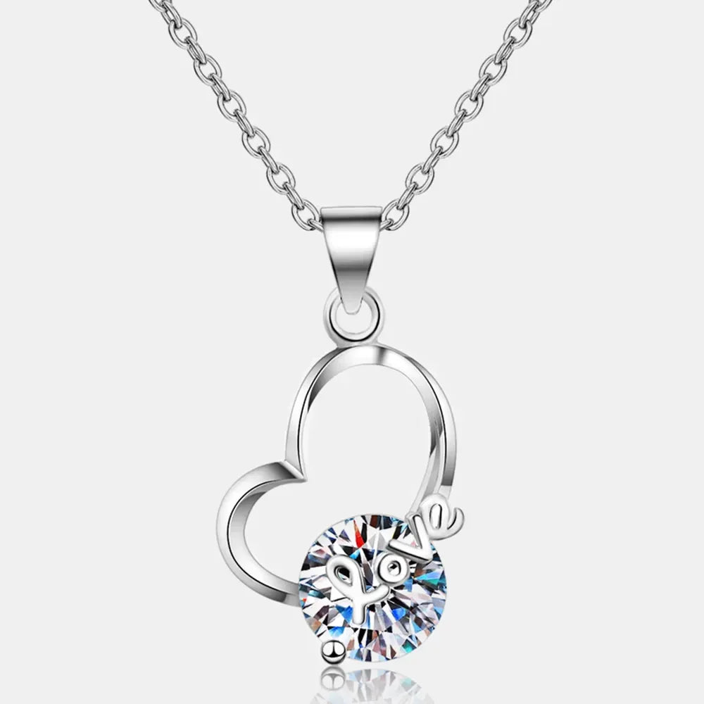 2 Carat Moissanite Heart 925 Sterling Silver Necklace - VAleG