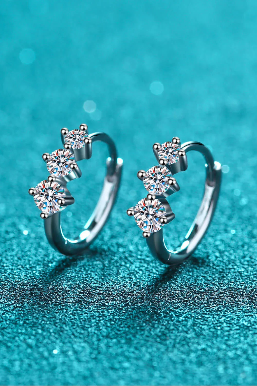Sterling Silver Moissanite Huggie Earrings - VAleG