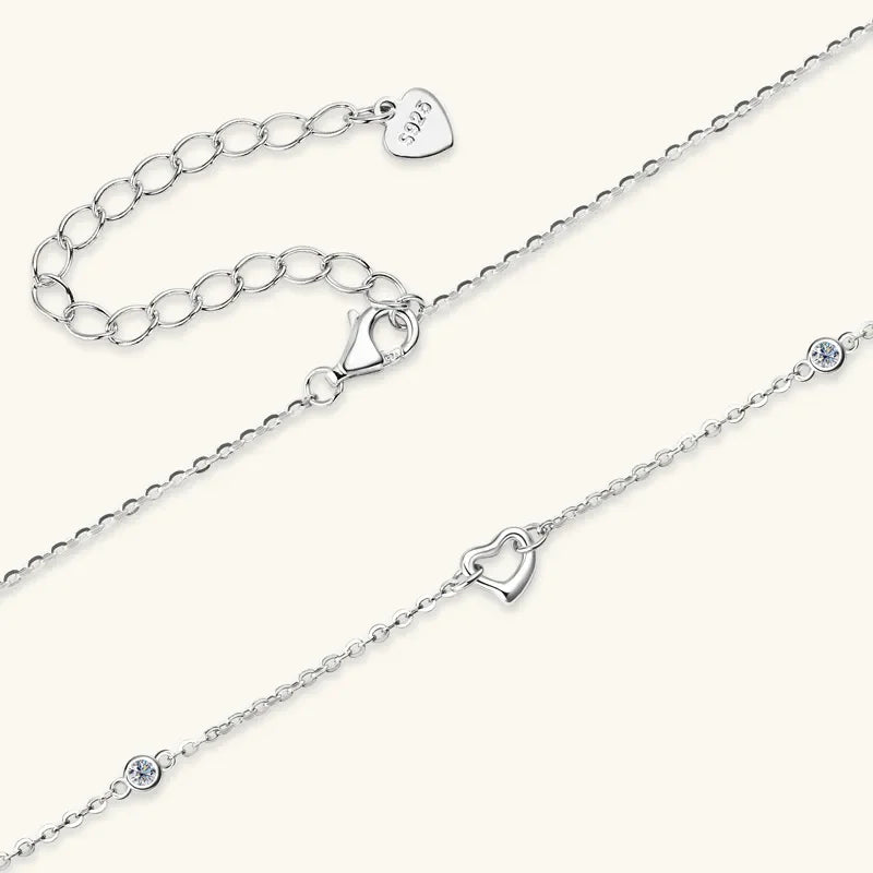 Moissanite 925 Sterling Silver Heart Necklace - VAleG