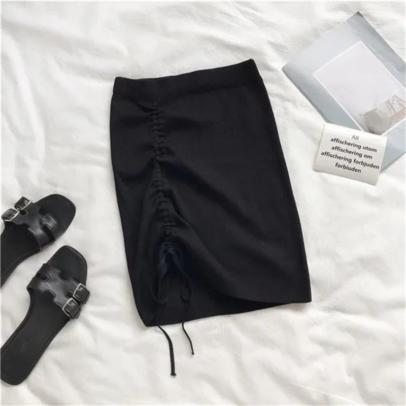 Hot Girl Hip Skirt Design High Waist With Straps Stretch Knitted Women's Skirt - VAleG