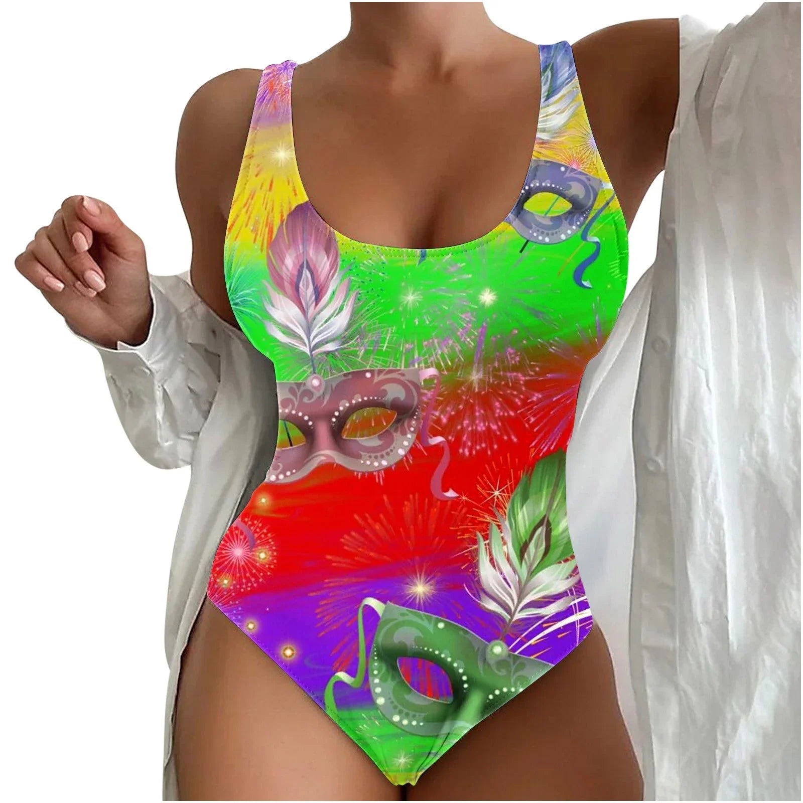 Women's Seaside Beach Swimsuit 3D Contrast Color One-piece Swimsuit - VAleG