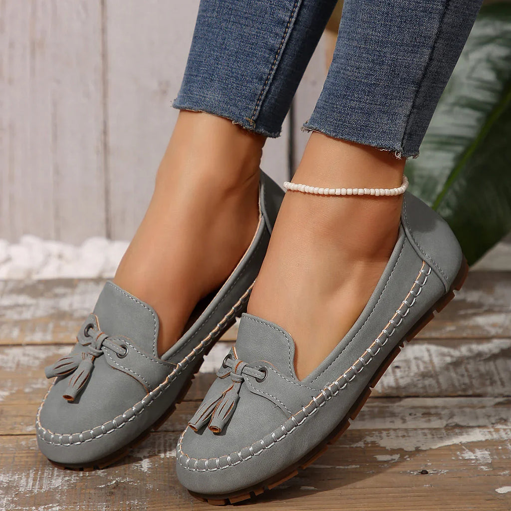 Women's Round Head Loafers Fashion Non-slip Soft Comfortable Flats Shoes - VAleG