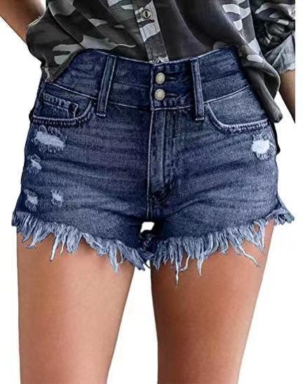 Sexy Denim Shorts With Buckles And Slits - VAleG