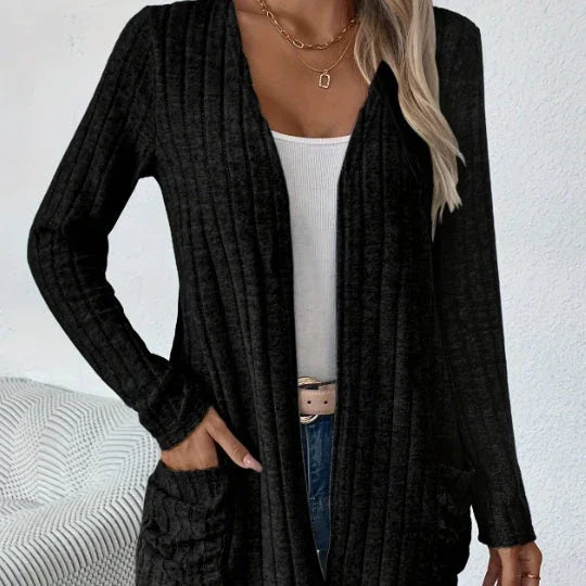 Solid Color Open-Front Cardigan - VAleG
