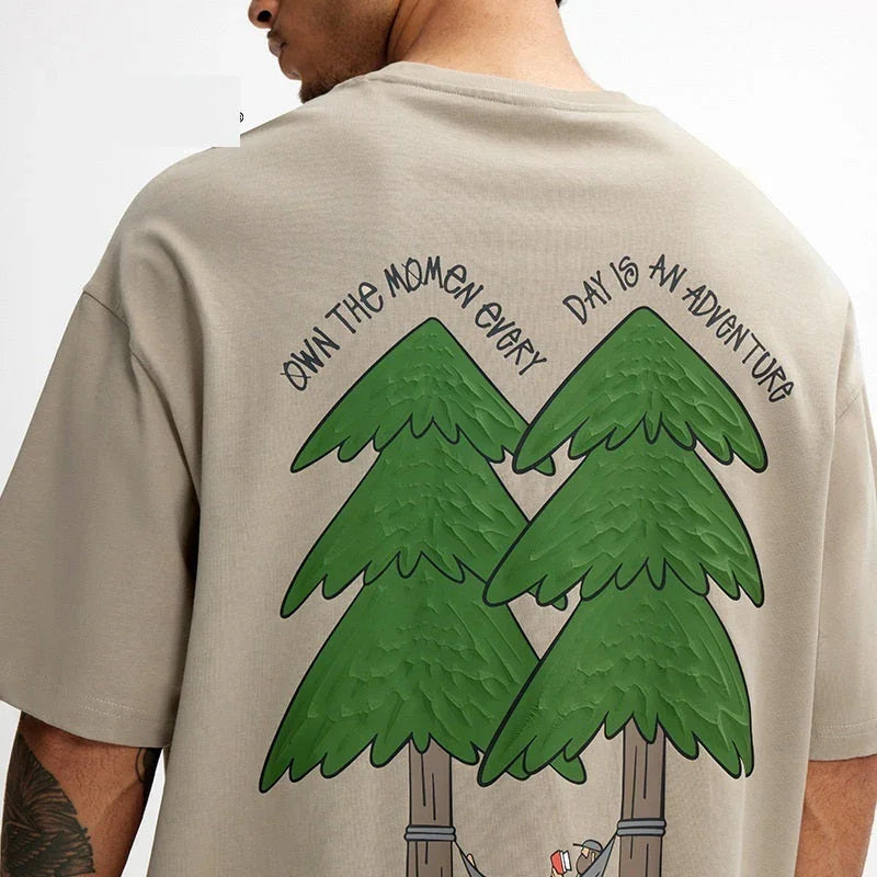 Pine Puff Print T-shirt Casual Pure Cotton - VAleG