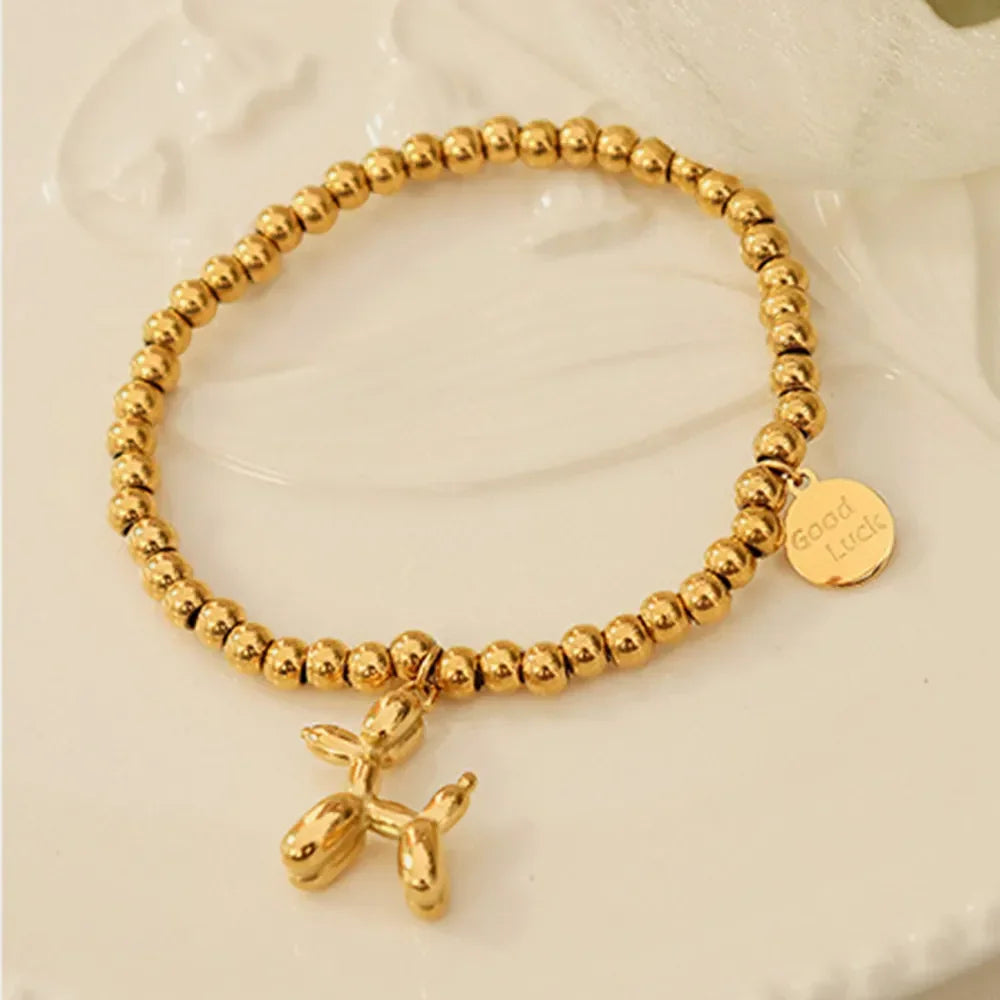 18K Gold-Plated Titanium Steel Puppy Shape Charm Bracelet - VAleG