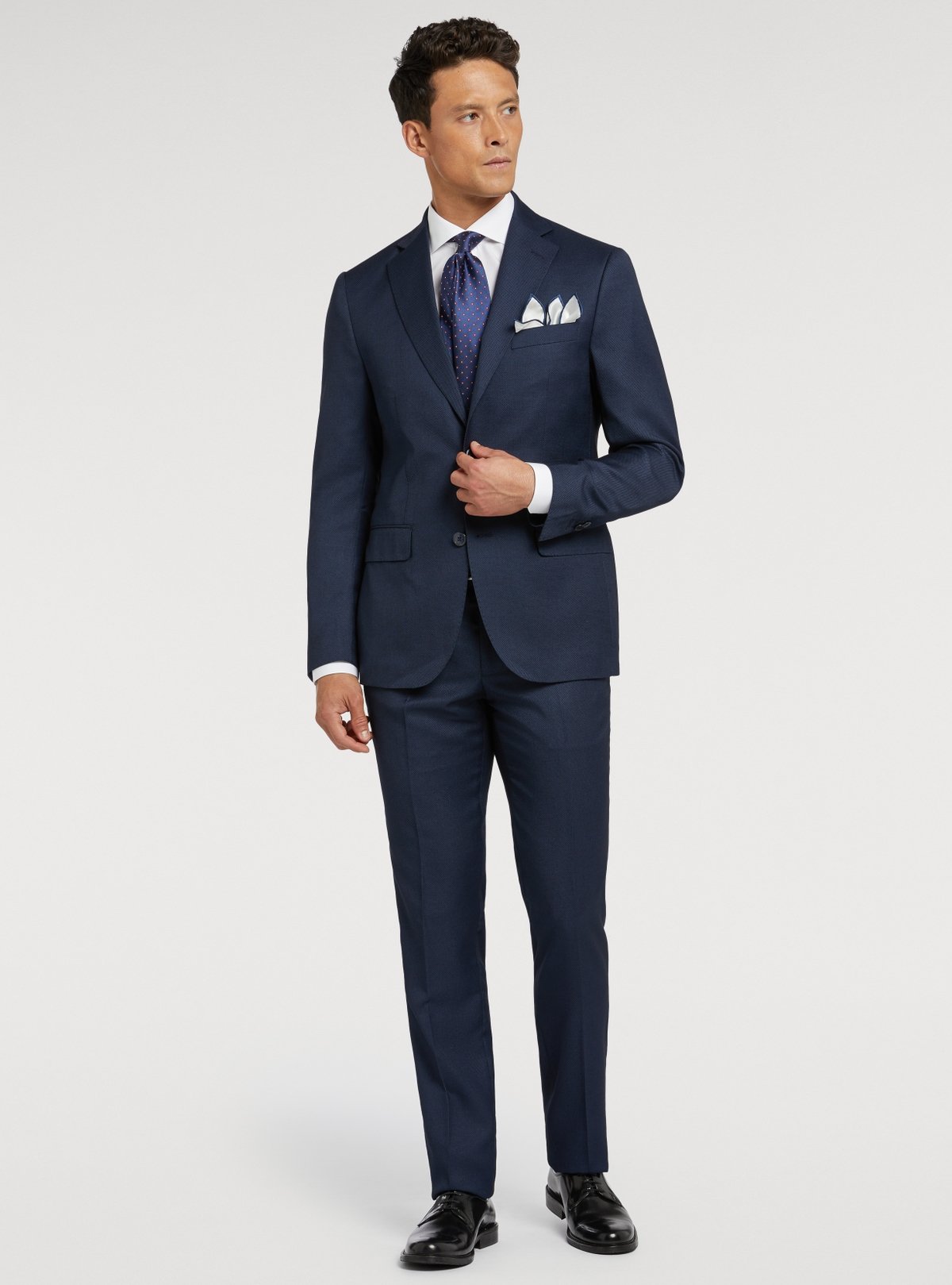 Abito Classico Uomo Blu Occhio di Pernice - Giacca 2 Bottoni e Pantalone