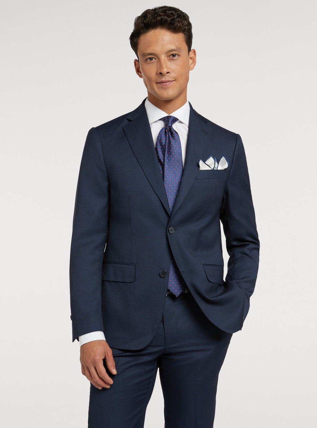 Abito Classico Uomo Blu Occhio di Pernice - Giacca 2 Bottoni e Pantalone