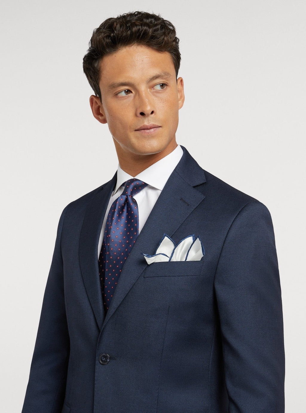 Abito Classico Uomo Blu Occhio di Pernice - Giacca 2 Bottoni e Pantalone