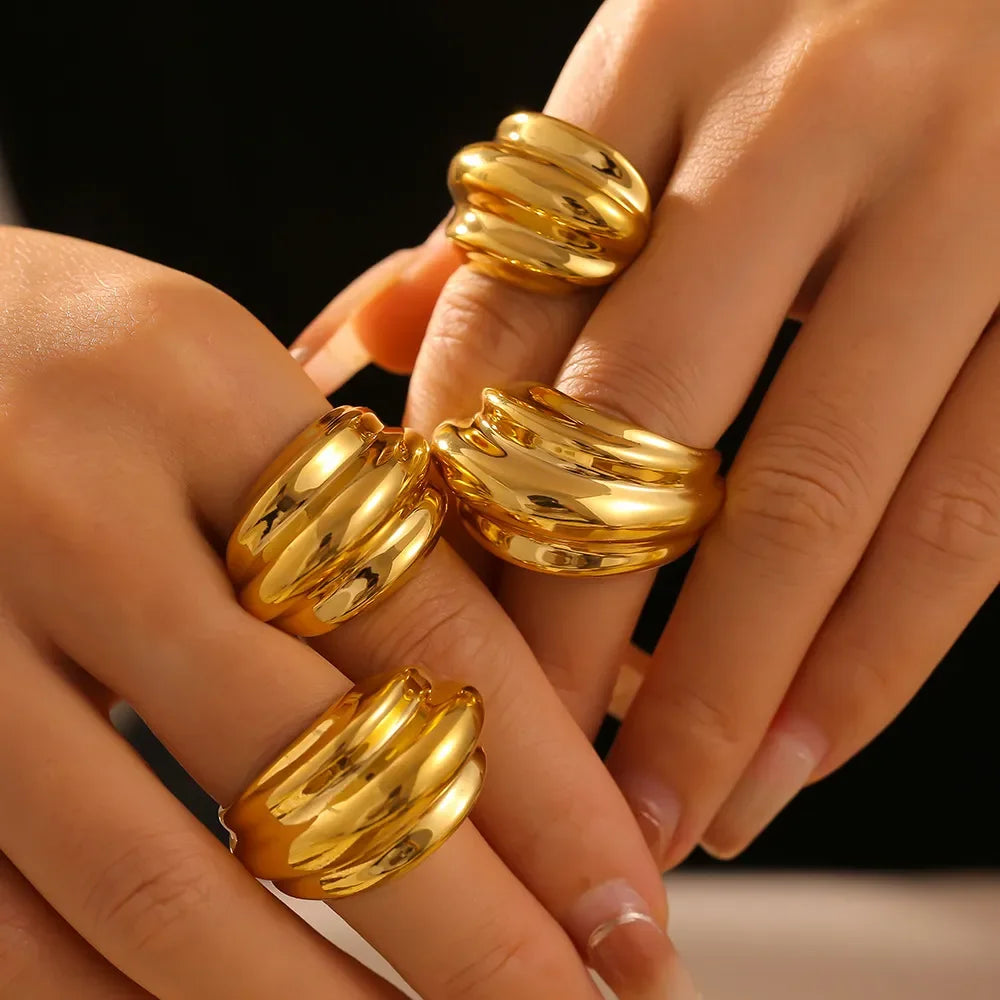18K Gold-Plated Titanium Steel Open Ring - VAleG