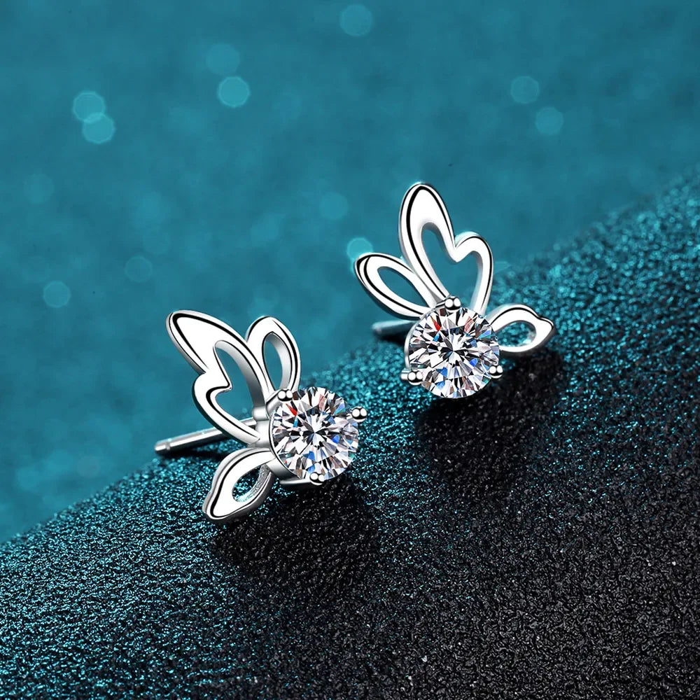1 Carat Moissanite Butterfly Shape Earrings - VAleG
