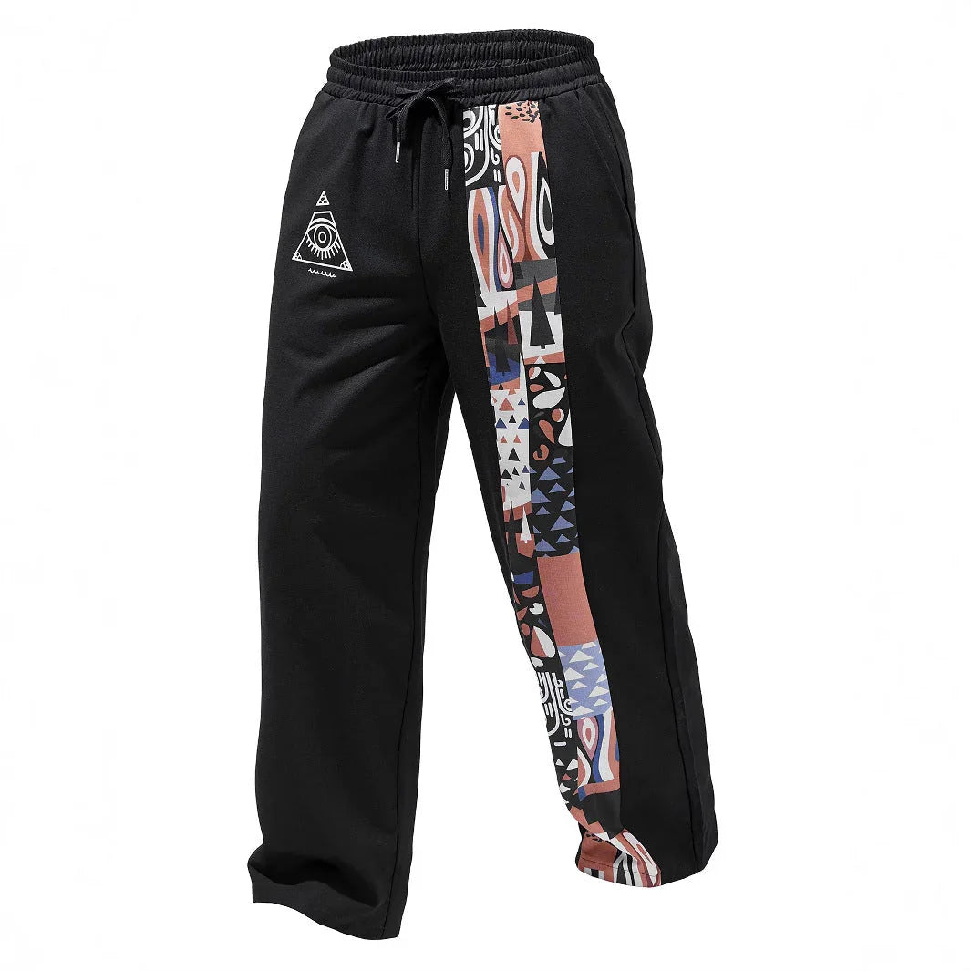 Retro Printed Loose Casual Straight Trousers - VAleG