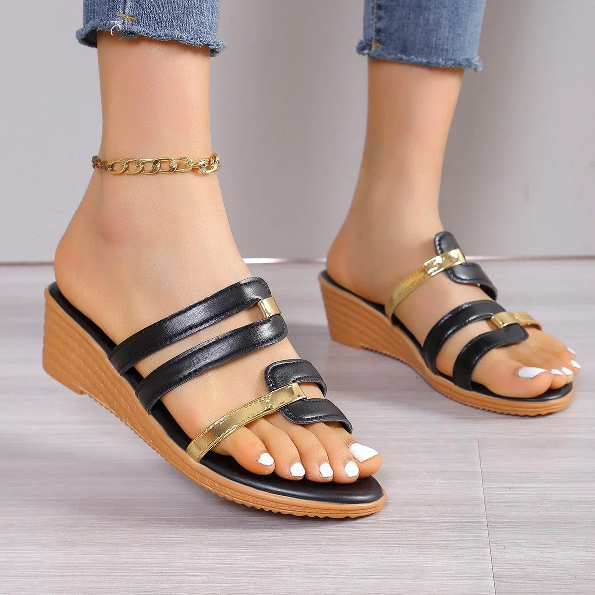 Women's Wedge Plus Size Slippers - VAleG