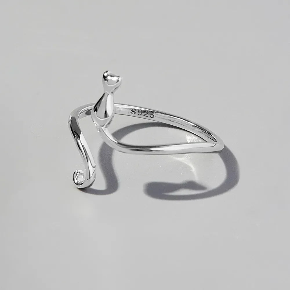 Cat Shape 925 Sterling Silver Ring - VAleG