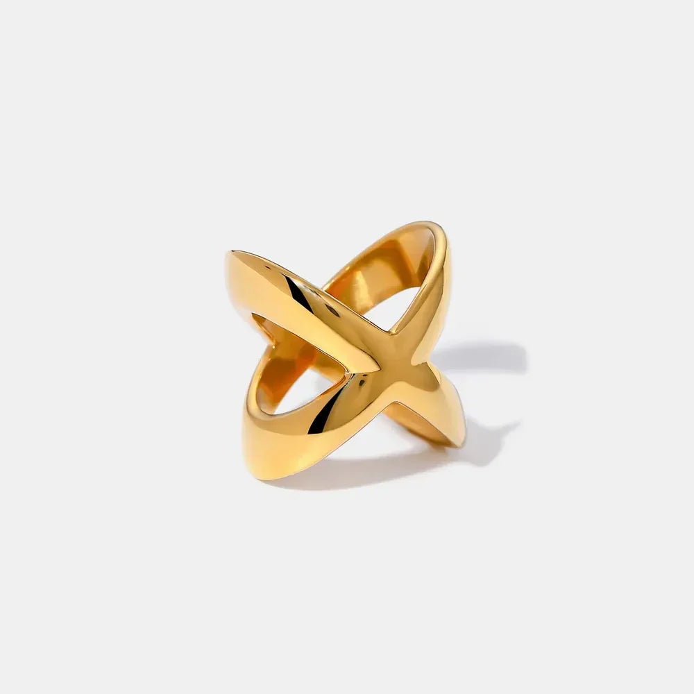 18K Gold-Plated Crisscross Ring - VAleG