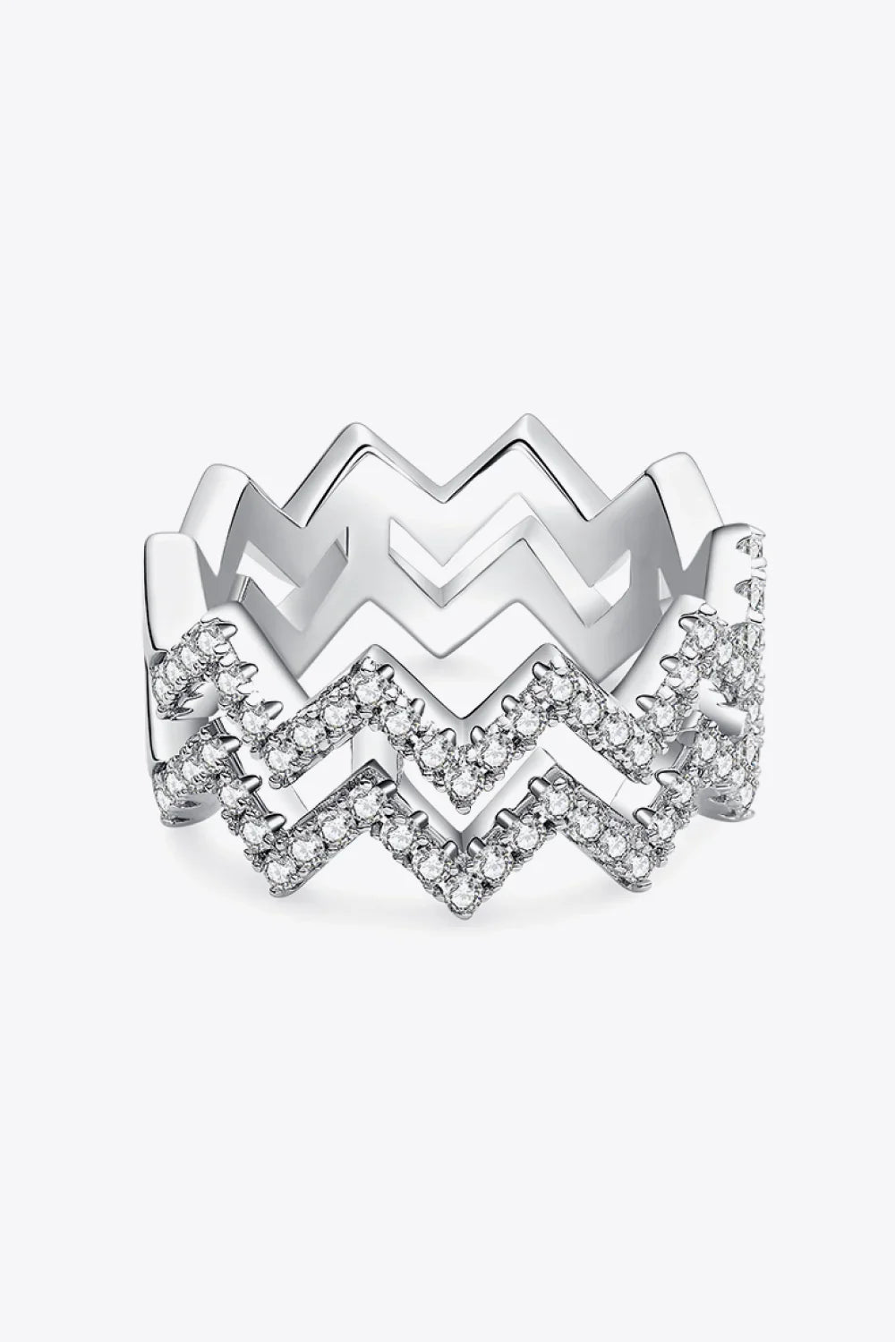 Adored Moissanite Zigzag Stacking Rings - VAleG