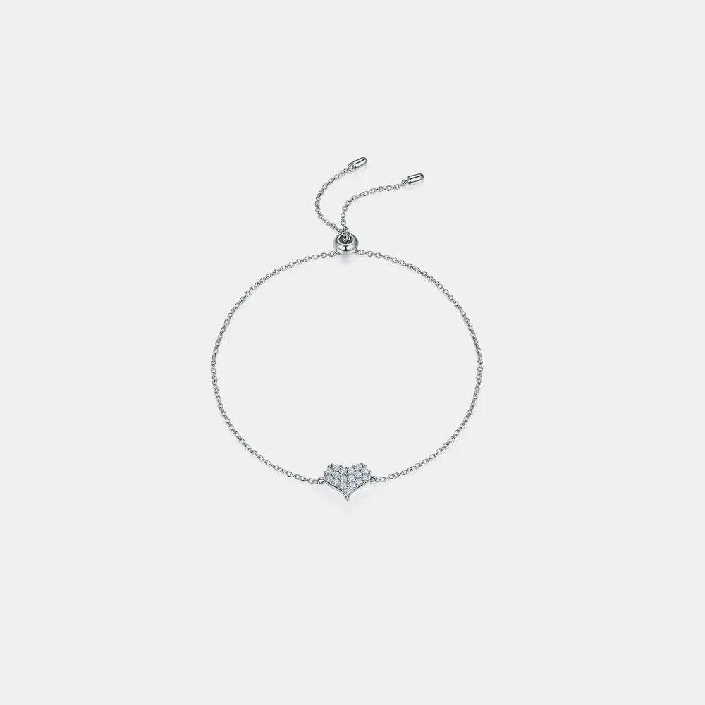 Moissanite 925 Sterling Silver Heart Bracelet - VAleG