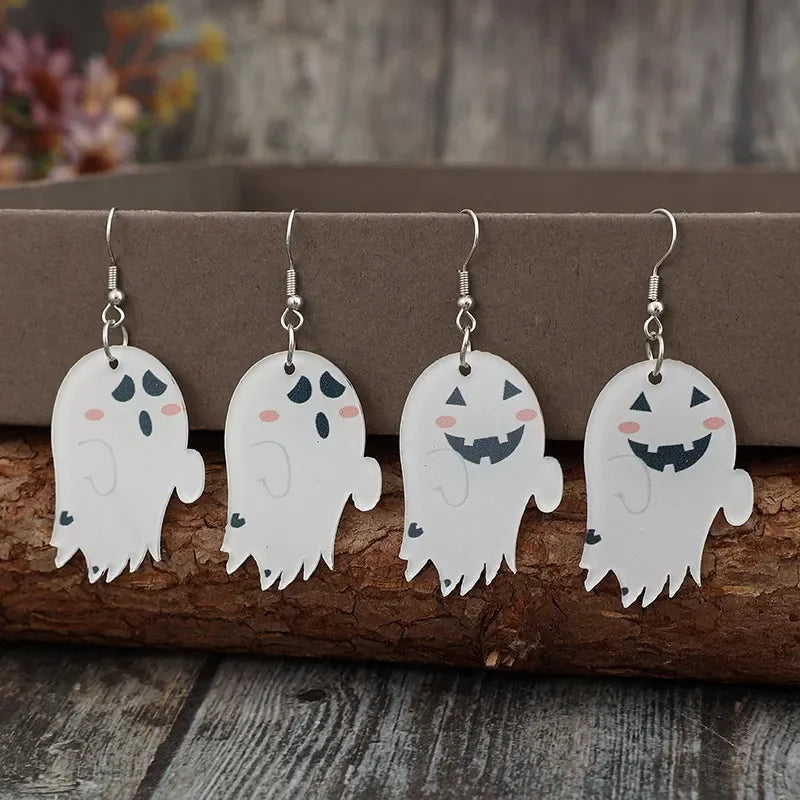 2 Piece Alloy Acrylic Ghost Dangle Earrings - VAleG
