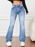 Denim High Waist Loose And Slimming Bootcut Trousers - VAleG