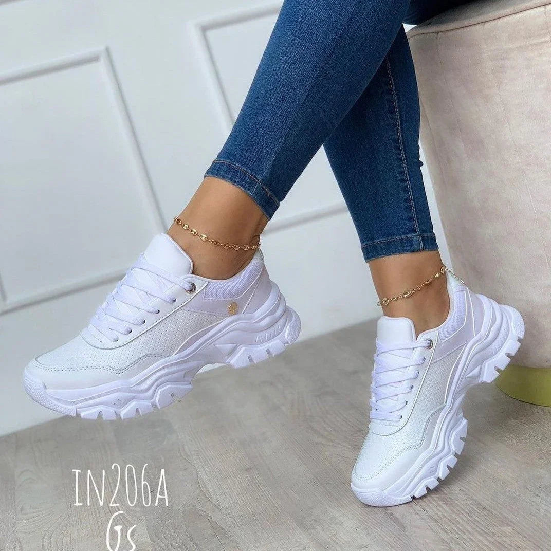 Women's Platform Pure Color Tied Shoes - VAleG