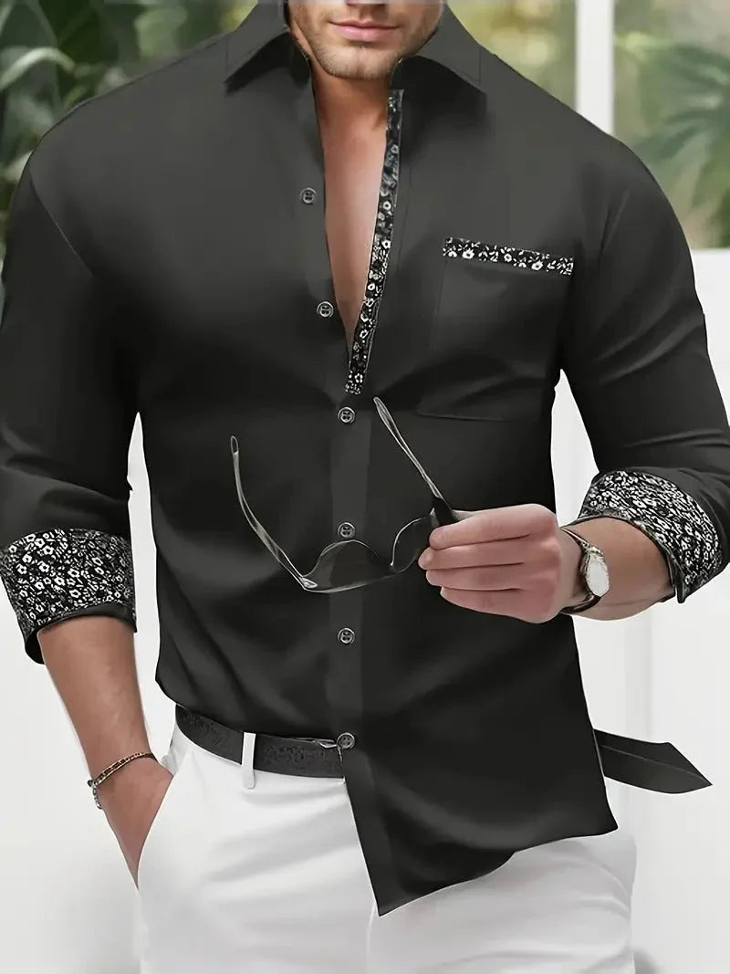 Fashion Loose Breathable Pocket Men's Long Sleeve Shirt - VAleG