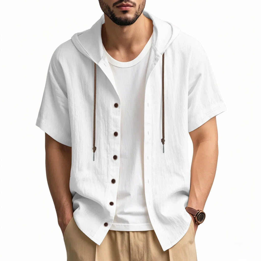 Loose Hooded Short-sleeved Shirt For Men - VAleG