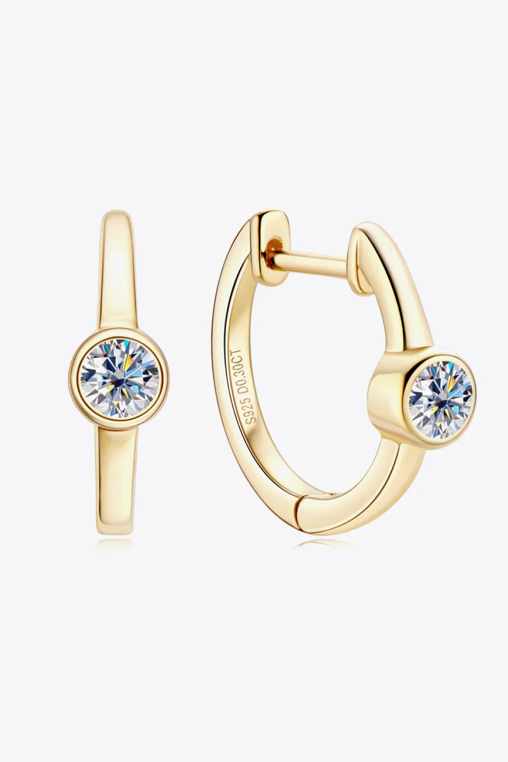 18k Gold-Plated Inlaid Moissanite Huggie Earrings - VAleG