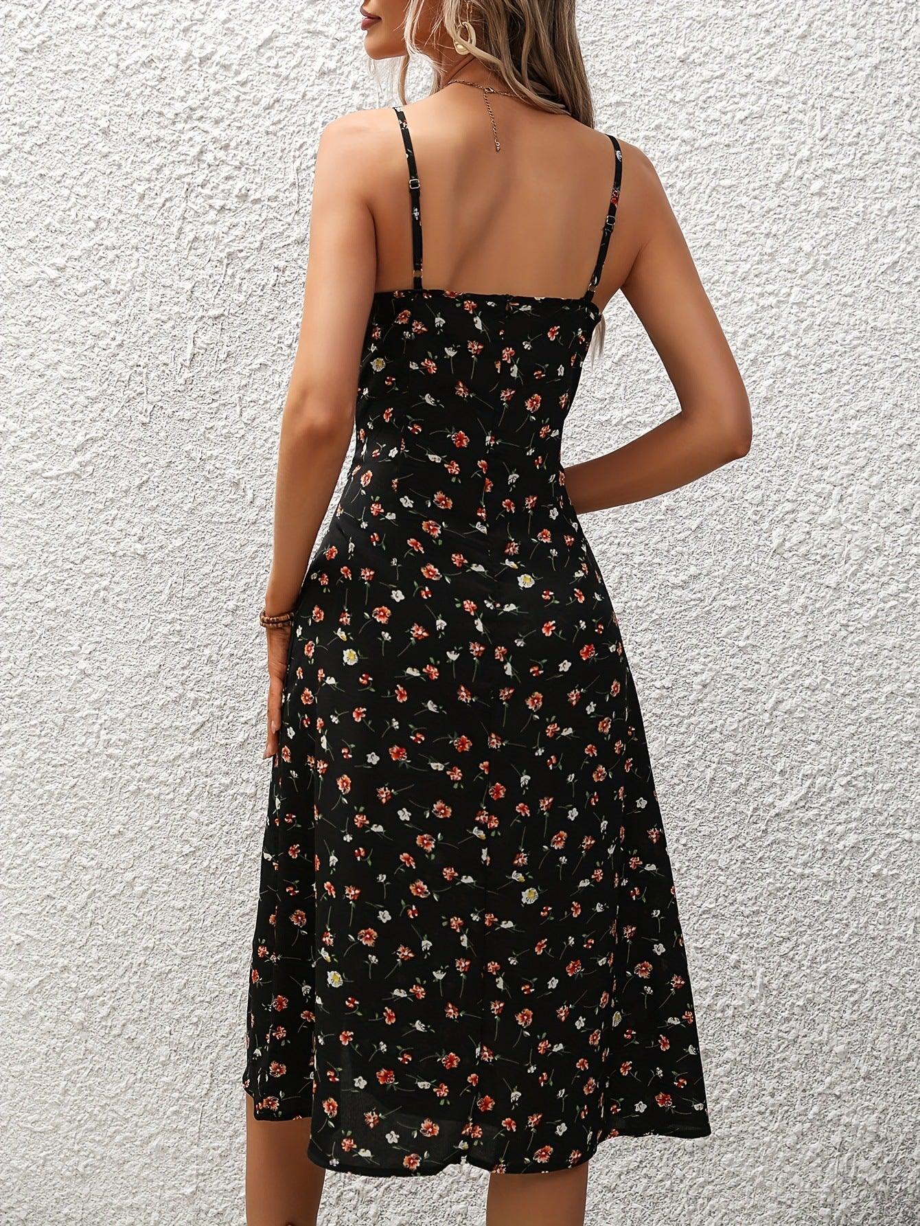 New Polka Dot Print Suspender Dress Summer Sexy Split Long Dresses For Womens Clothing - VAleG
