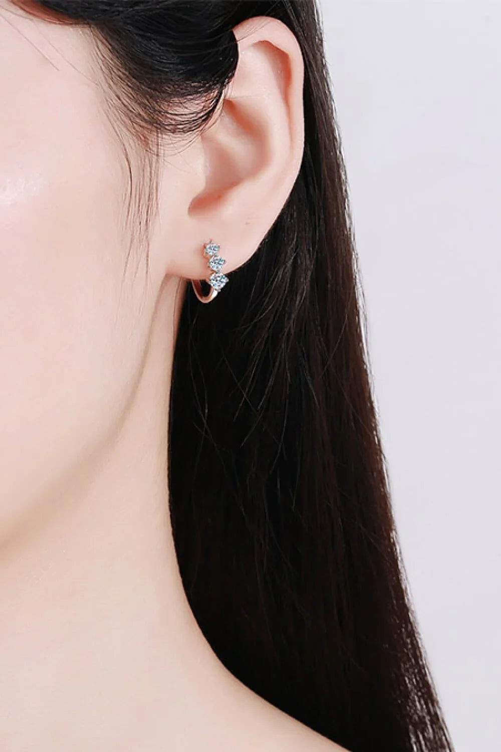 Sterling Silver Moissanite Huggie Earrings - VAleG