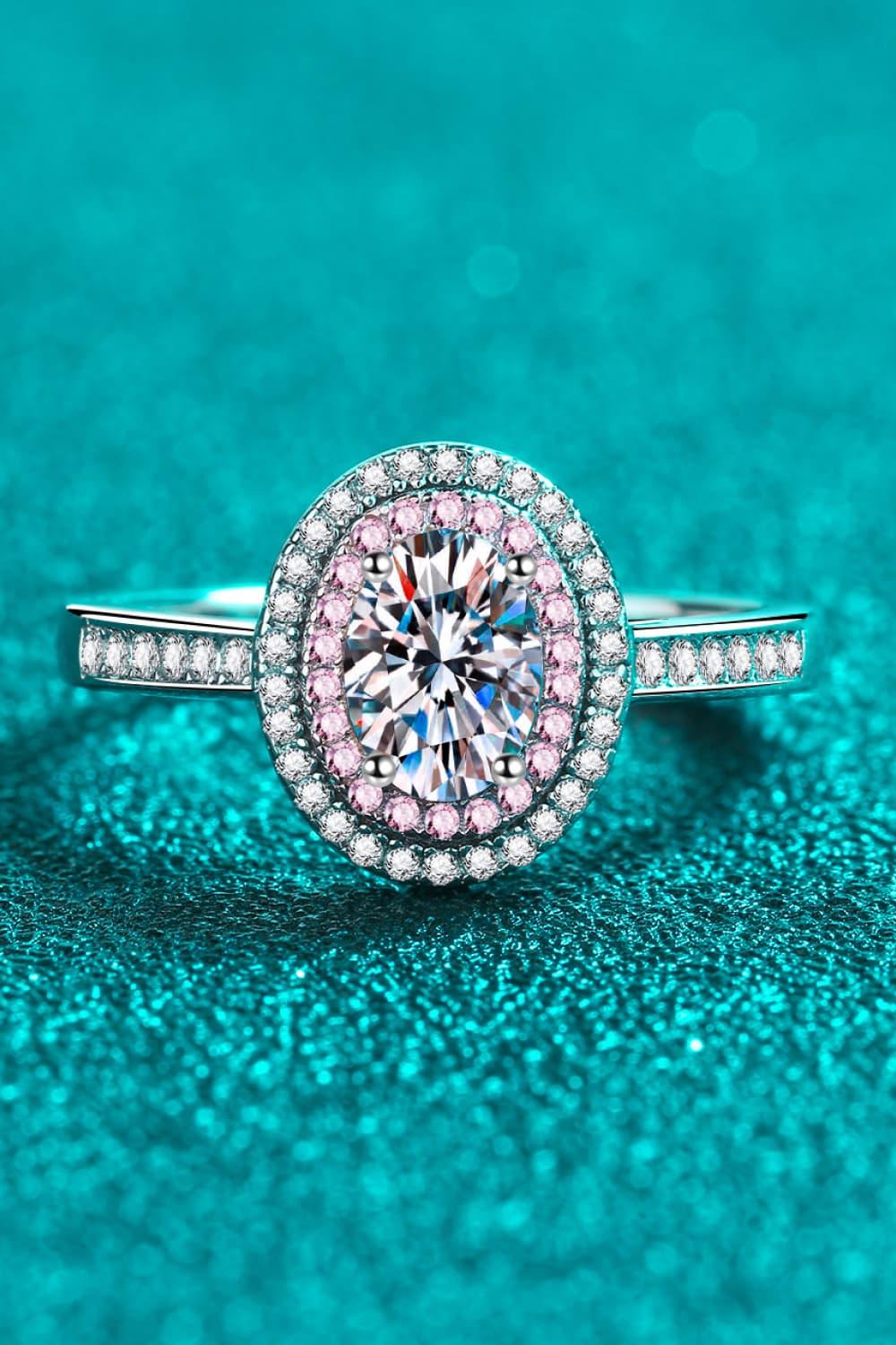 1 Carat Moissanite 925 Sterling Silver Halo Ring - VAleG