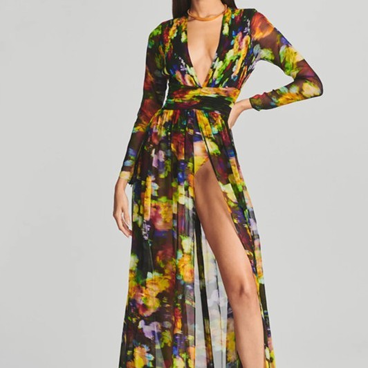 V-neck Split Comfort And Casual Dress - VAleG