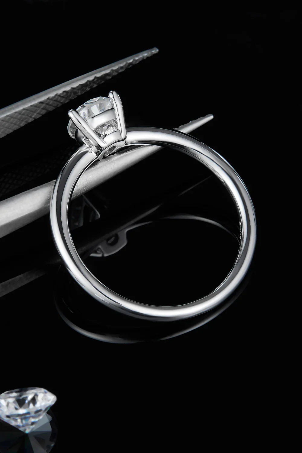 1 Carat Moissanite 925 Sterling Silver Solitaire Ring - VAleG
