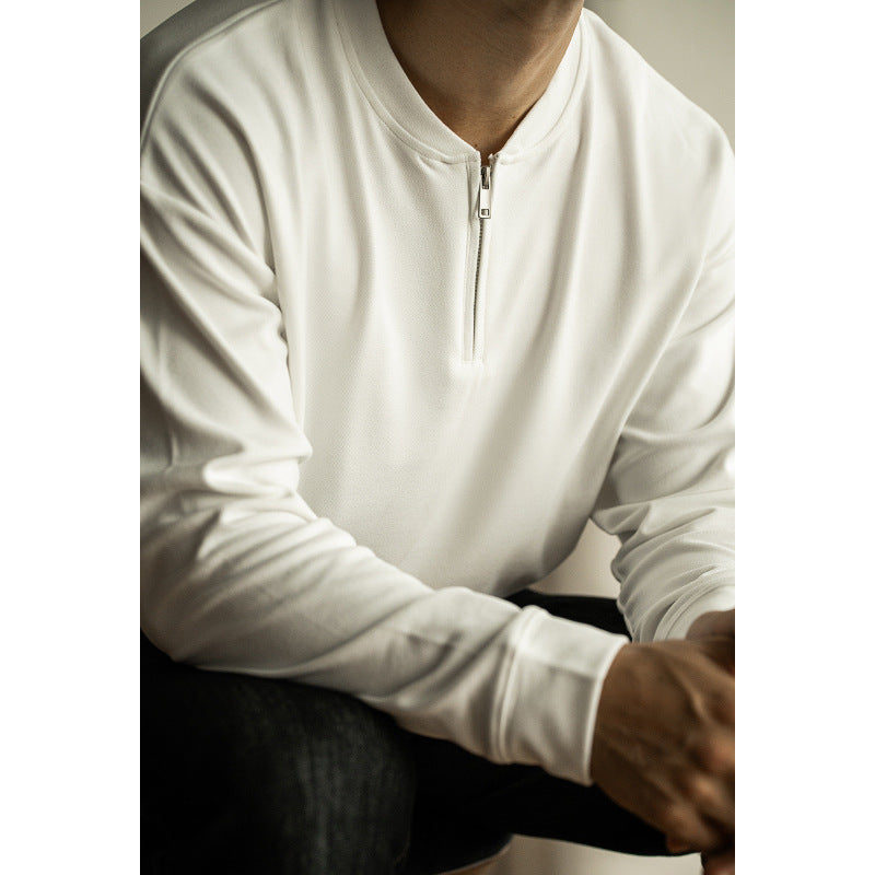 Maglietta casual da uomo a maniche lunghe con cerniera